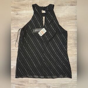Black and Silver sleeveless halter blouse